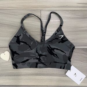 NWT GYMSHARK Grey Legacy Printed Sports Bra Light Support Size XS